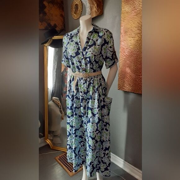 Zara Navy and White Floral Maxi Dress - Picture 2 of 15